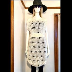Hand knitted Creme Sweater Shift - Size Sm